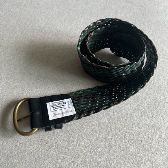 LEATHER BELT- Multi-colour leather braided belt - Picture 3 of 5